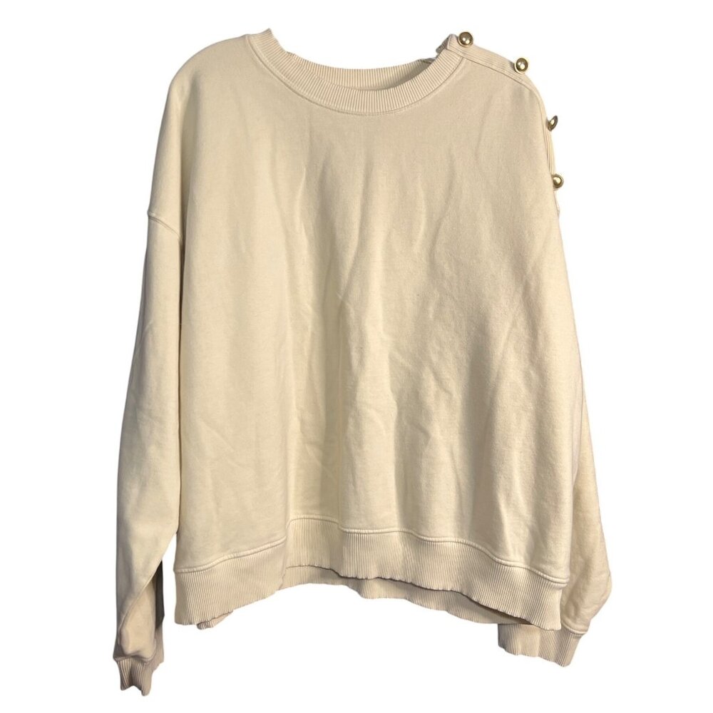 American Eagle Cream Button Shoulder Sweatshirt  XXL